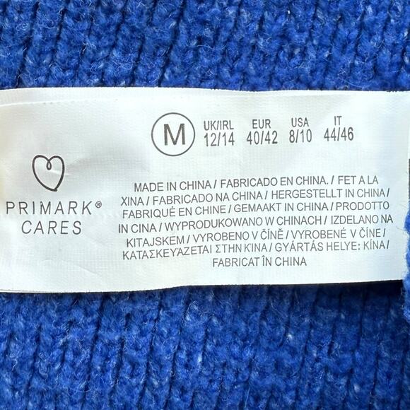 Primark V-Neck Knit Cardigan Sweater Button Up Two-Tone Size Medium Blue Gray - Picture 10 of 14